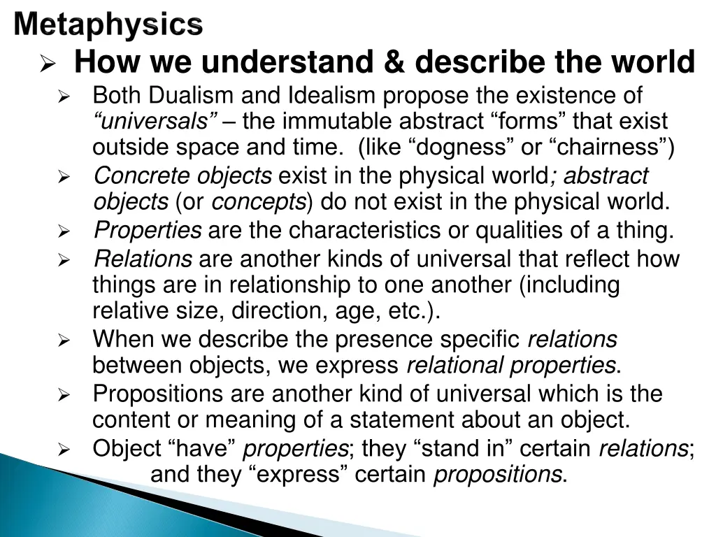 how we understand describe the world both dualism