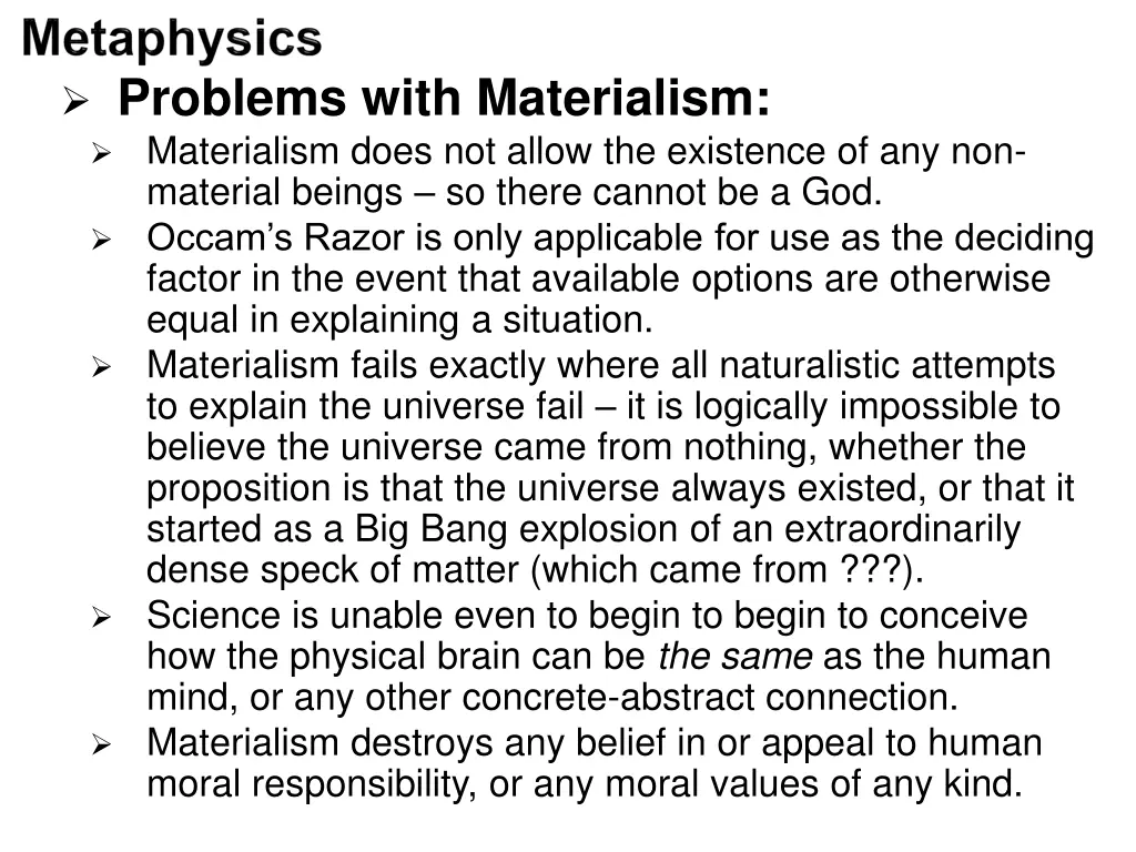 problems with materialism materialism does