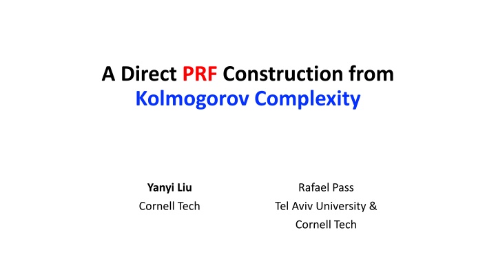 a direct prf construction from kolmogorov