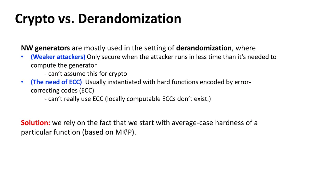 crypto vs derandomization