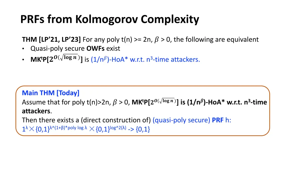 prfs from kolmogorov complexity 1