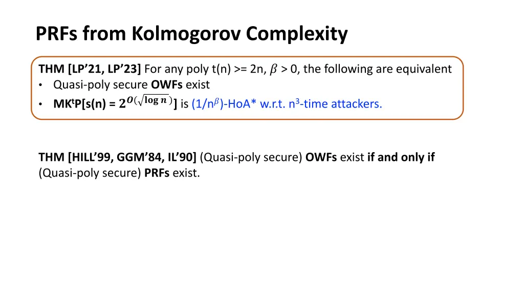 prfs from kolmogorov complexity