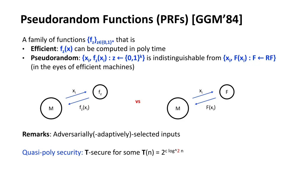 pseudorandom functions prfs ggm 84 1