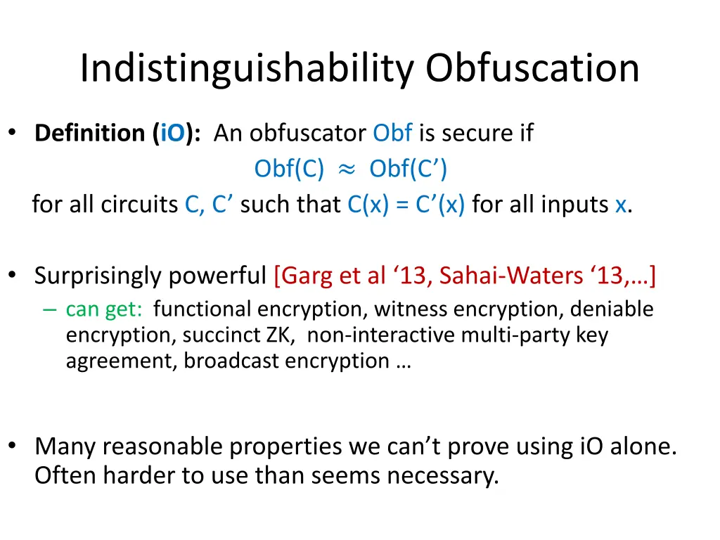 indistinguishability obfuscation