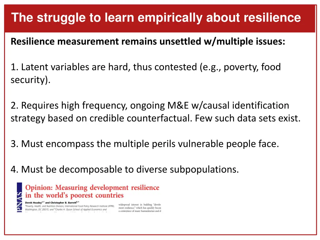 the struggle to learn empirically about resilience