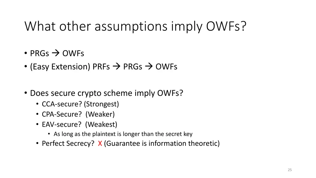 what other assumptions imply owfs