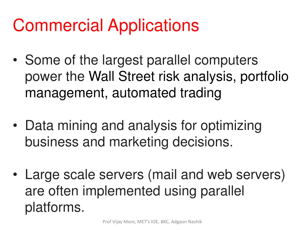 commercial applications