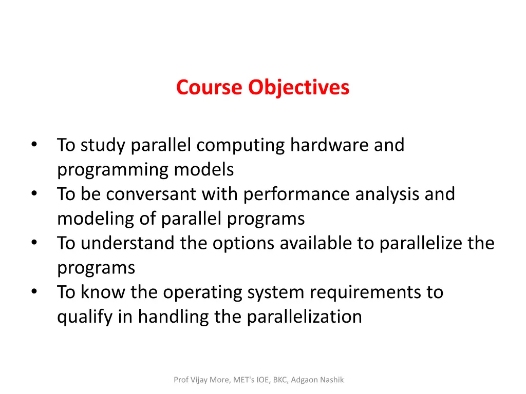 course objectives