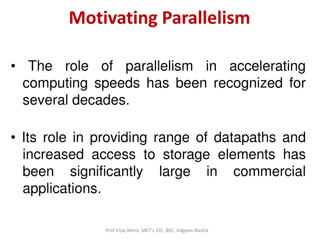 motivating parallelism