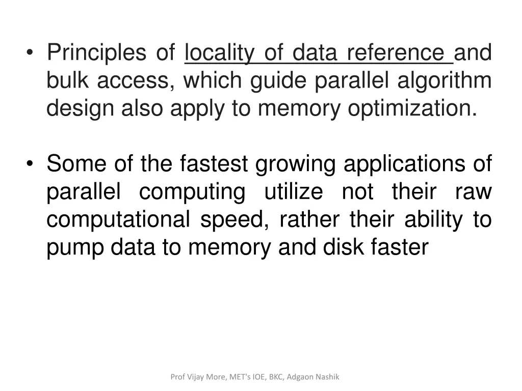 principles of locality of data reference and bulk