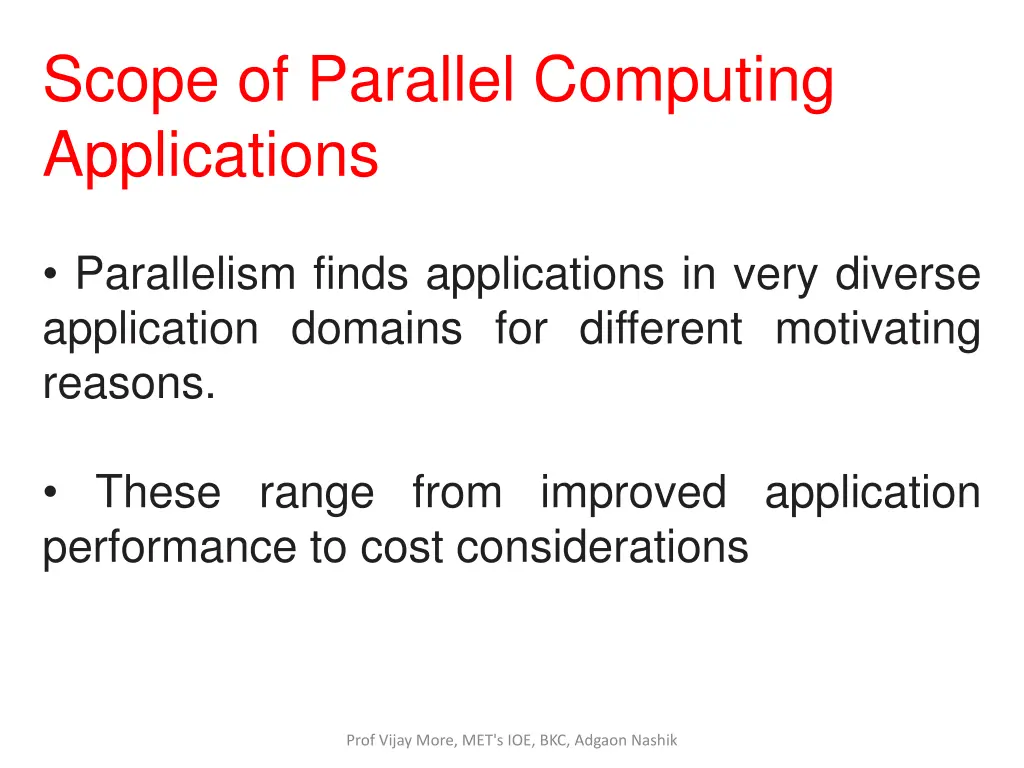scope of parallel computing applications