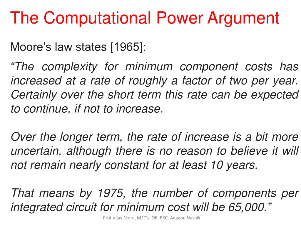 the computational power argument