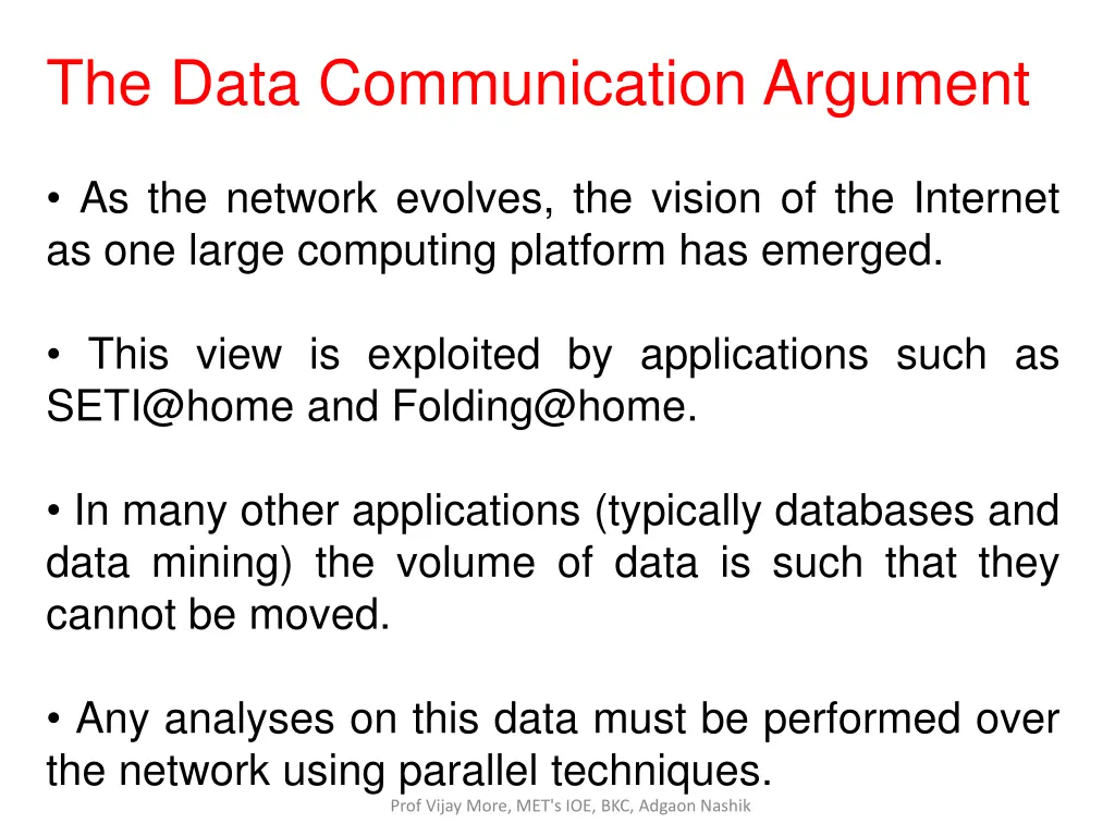 the data communication argument