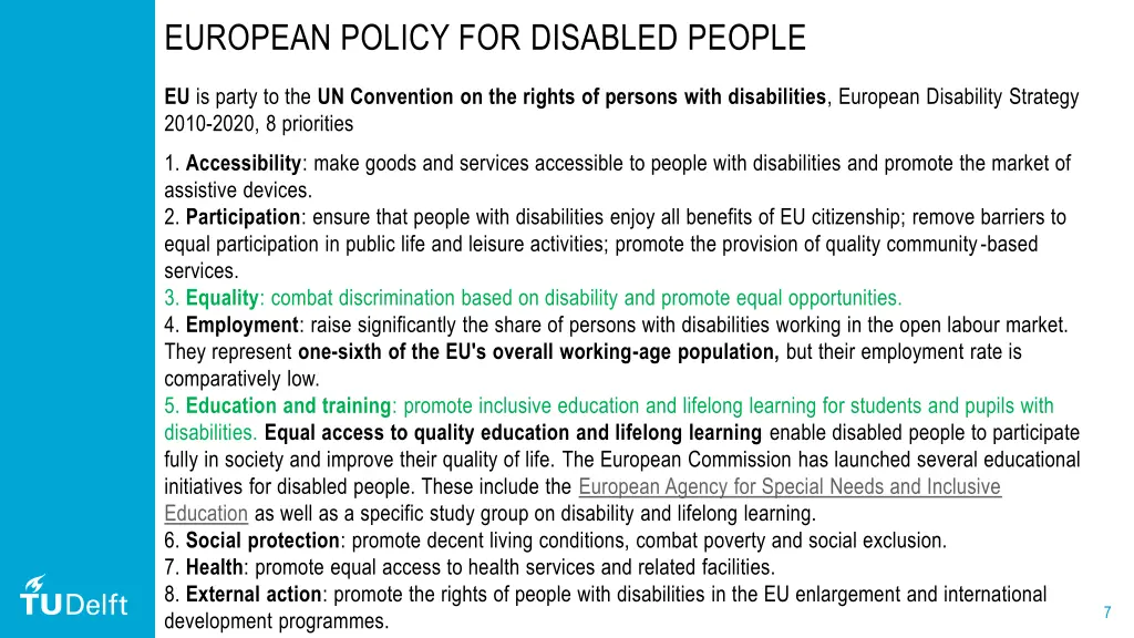 european policy for disabled people