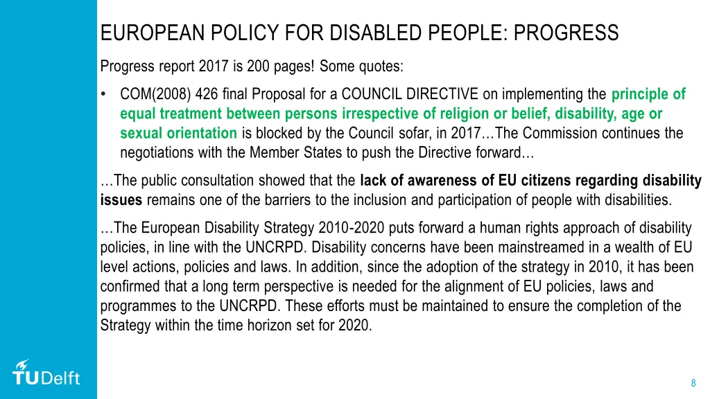 european policy for disabled people progress