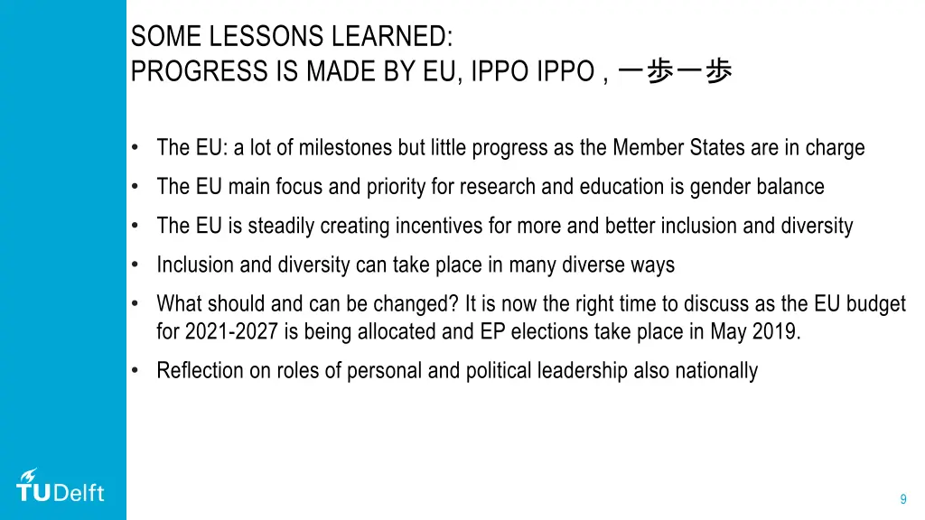 some lessons learned progress is made by eu ippo