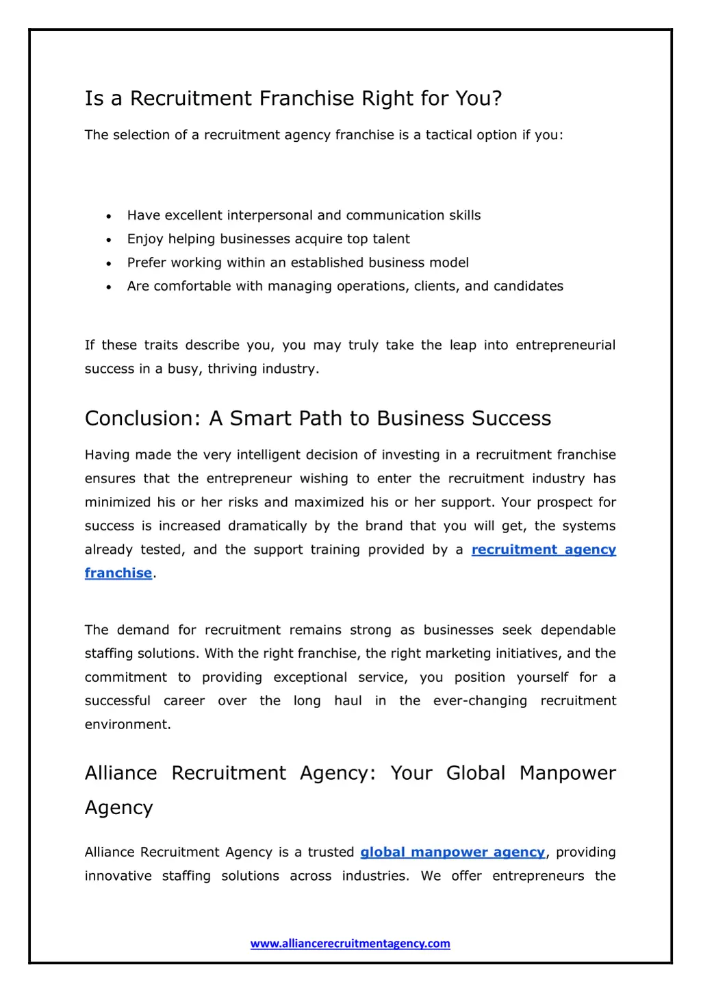 is a recruitment franchise right for you