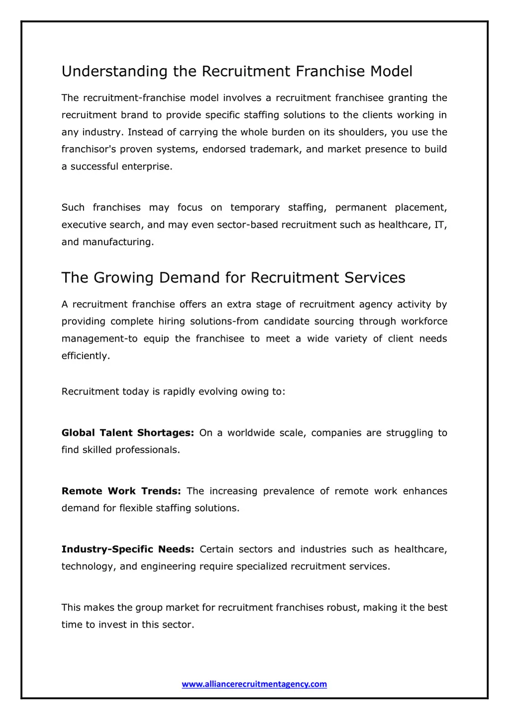 understanding the recruitment franchise model
