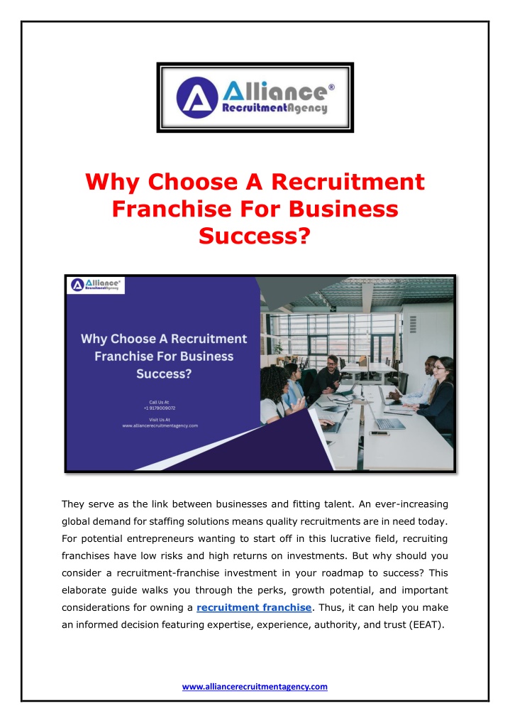 why choose a recruitment franchise for business