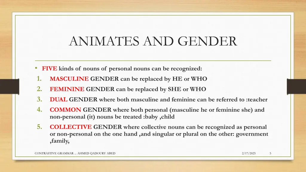 animates and gender