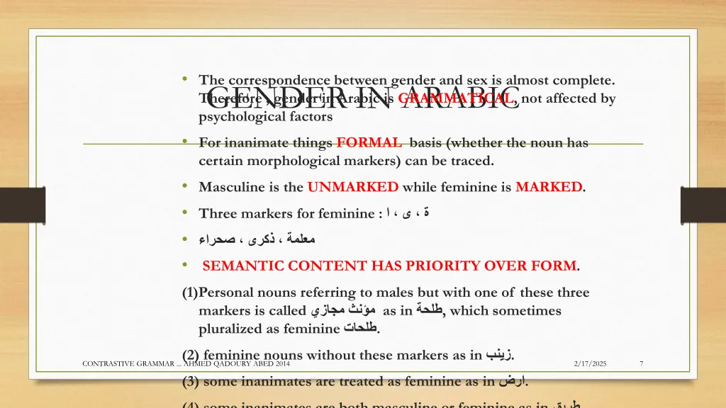 the correspondence between gender