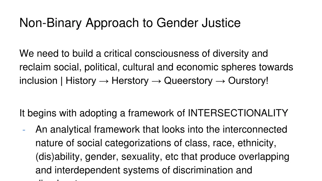 non binary approach to gender justice