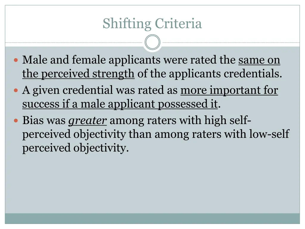 shifting criteria