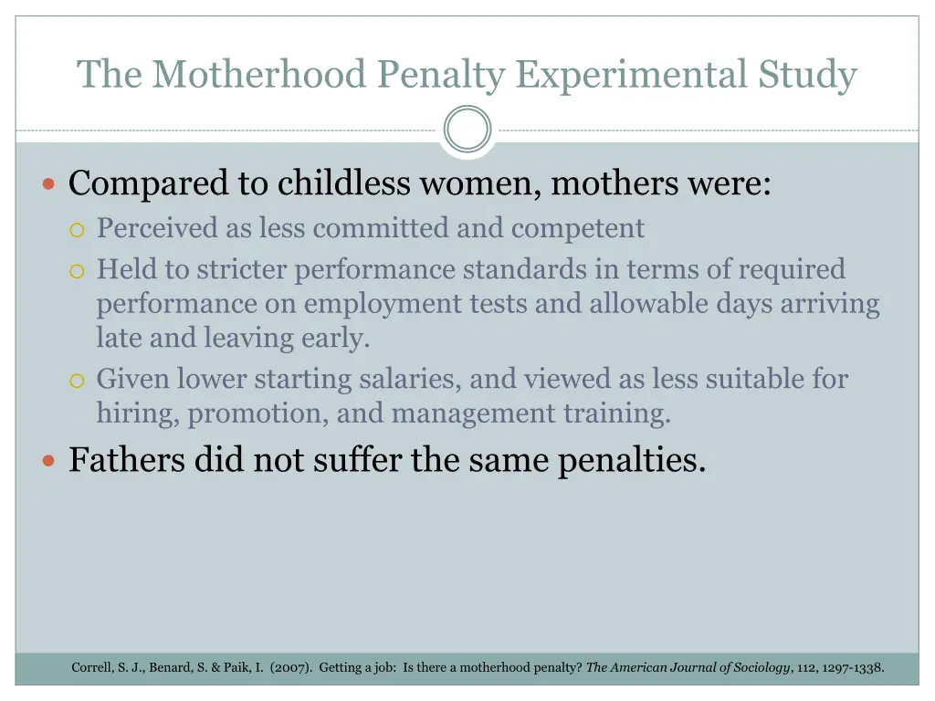 the motherhood penalty experimental study