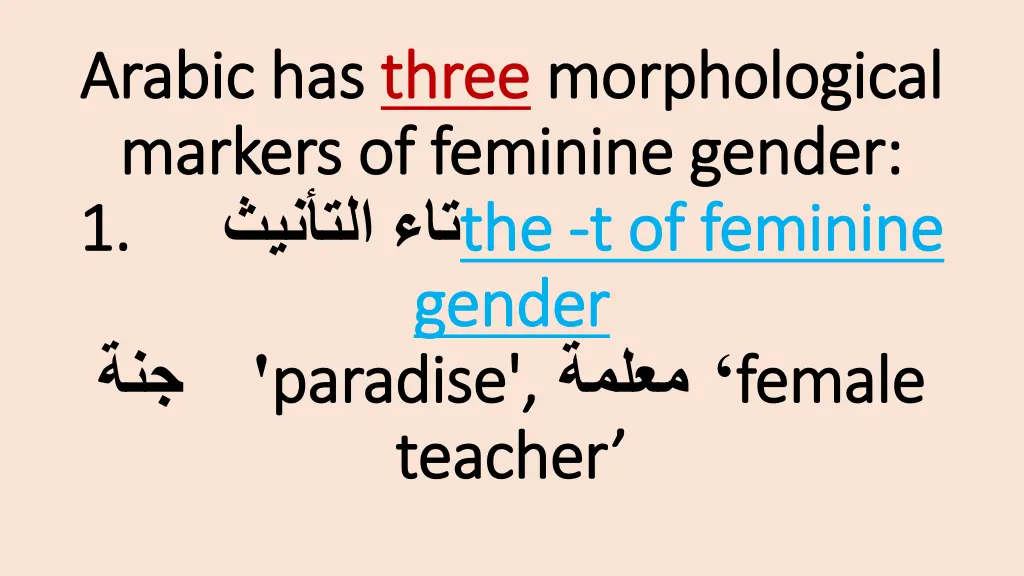 arabic has arabic has three markers of feminine