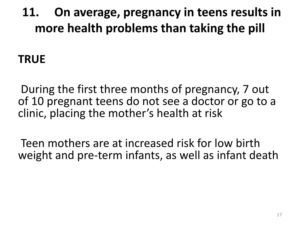 11 on average pregnancy in teens results in more