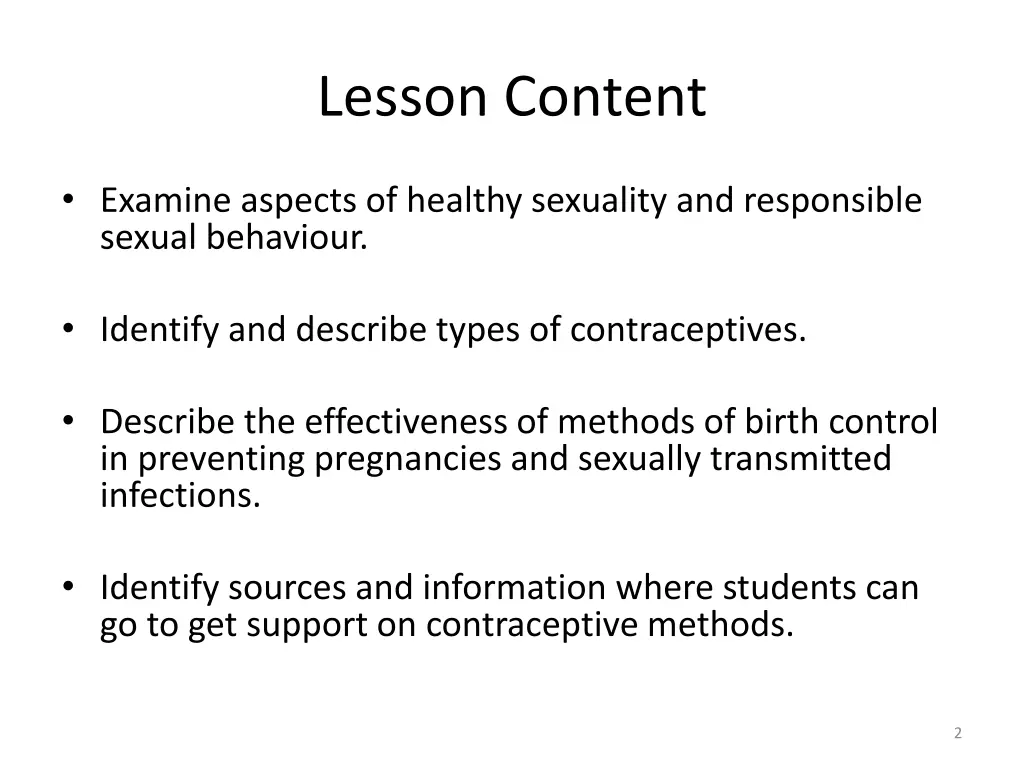lesson content
