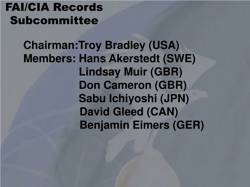 fai cia records subcommittee 1