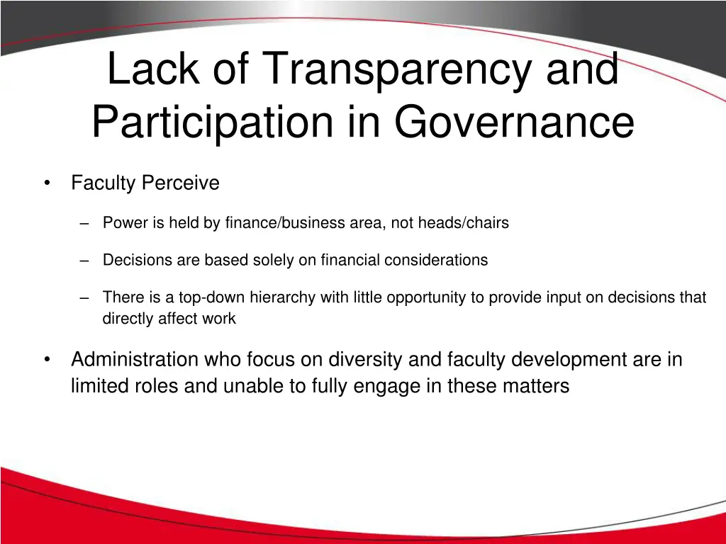 lack of transparency and participation