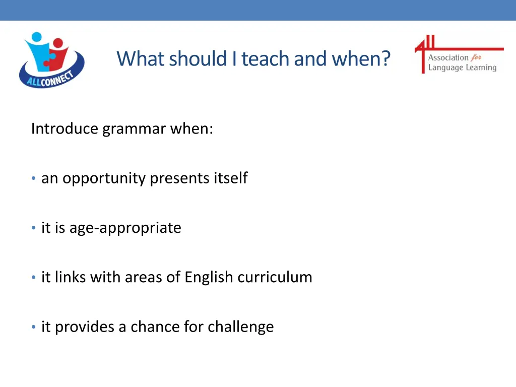 what should i teach and when
