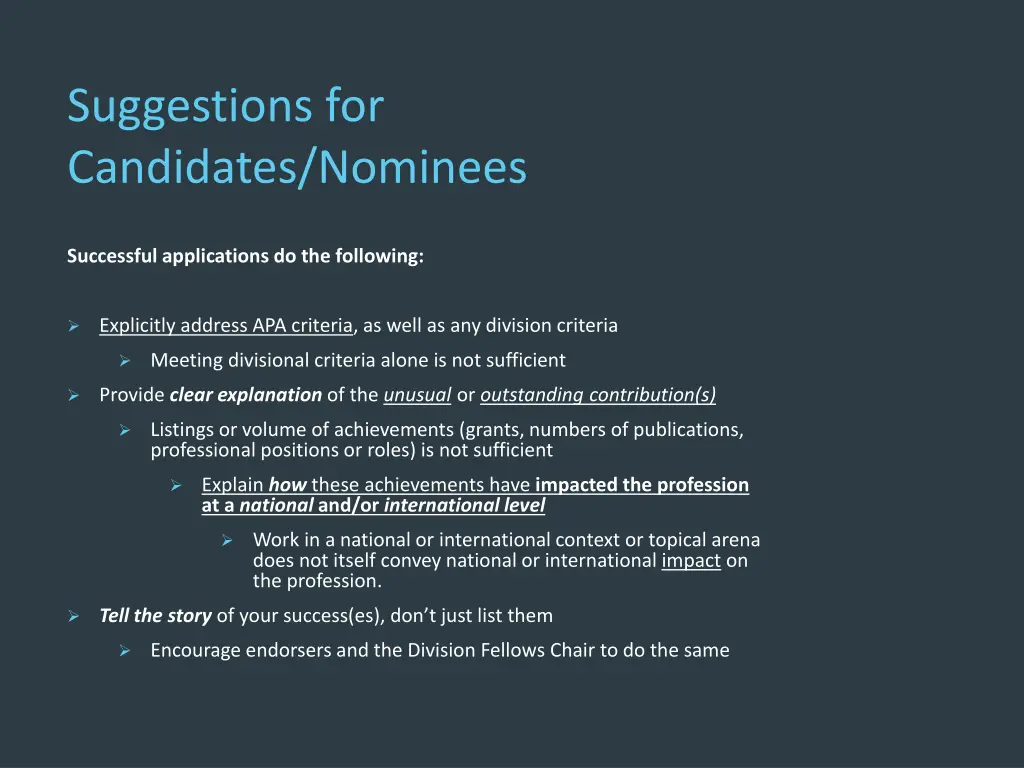 suggestions for candidates nominees