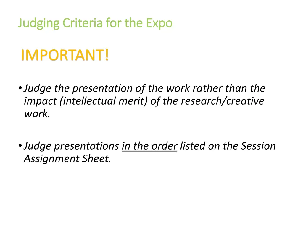 judging criteria for the expo judging criteria