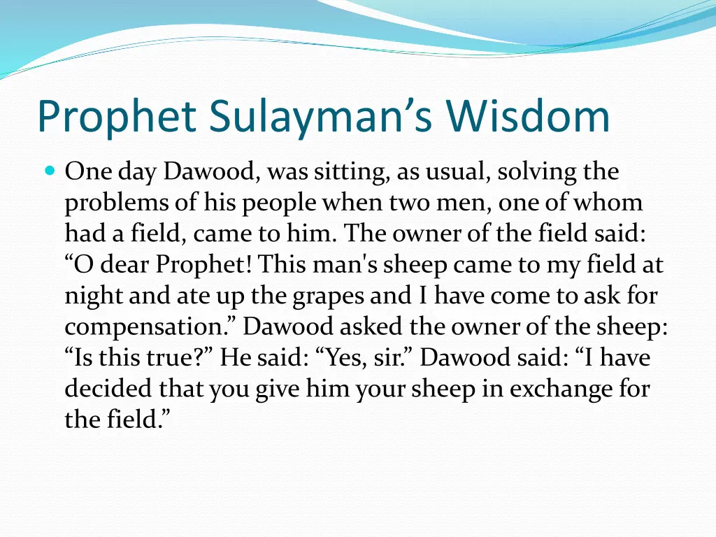 prophet sulayman s wisdom