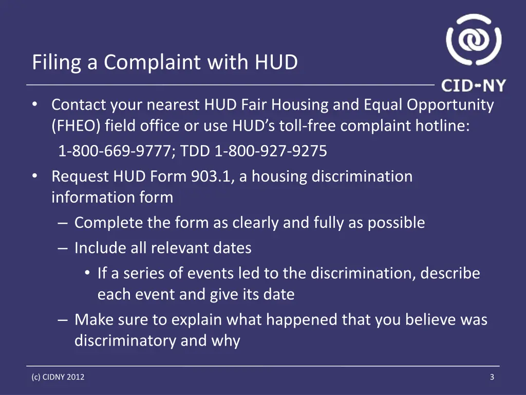 filing a complaint with hud