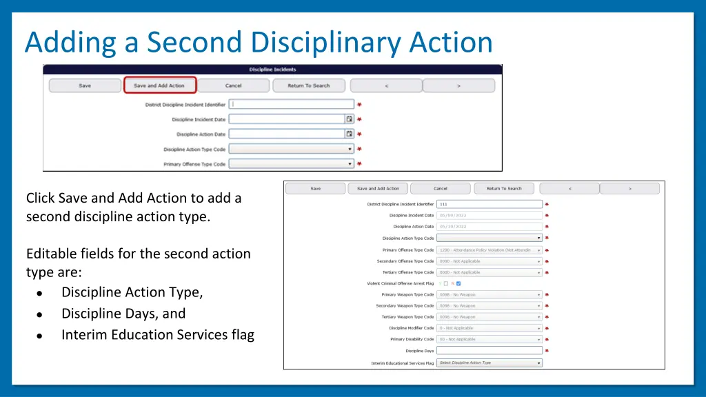 adding a second disciplinary action