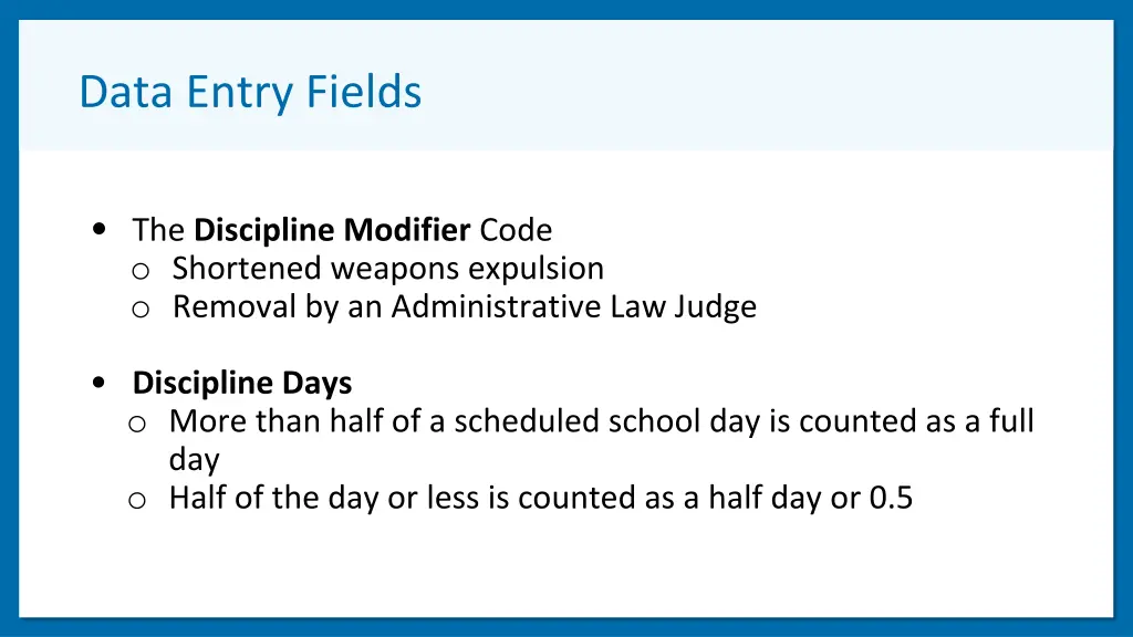 data entry fields