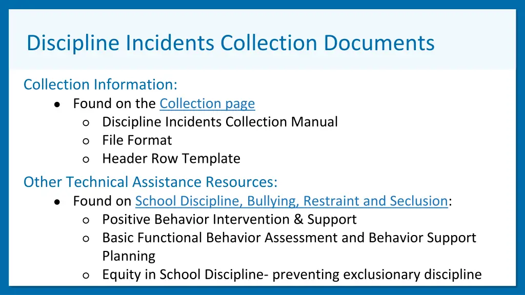 discipline incidents collection documents