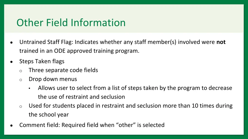 other field information