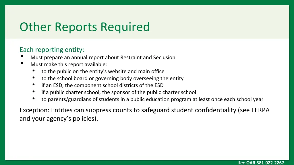 other reports required