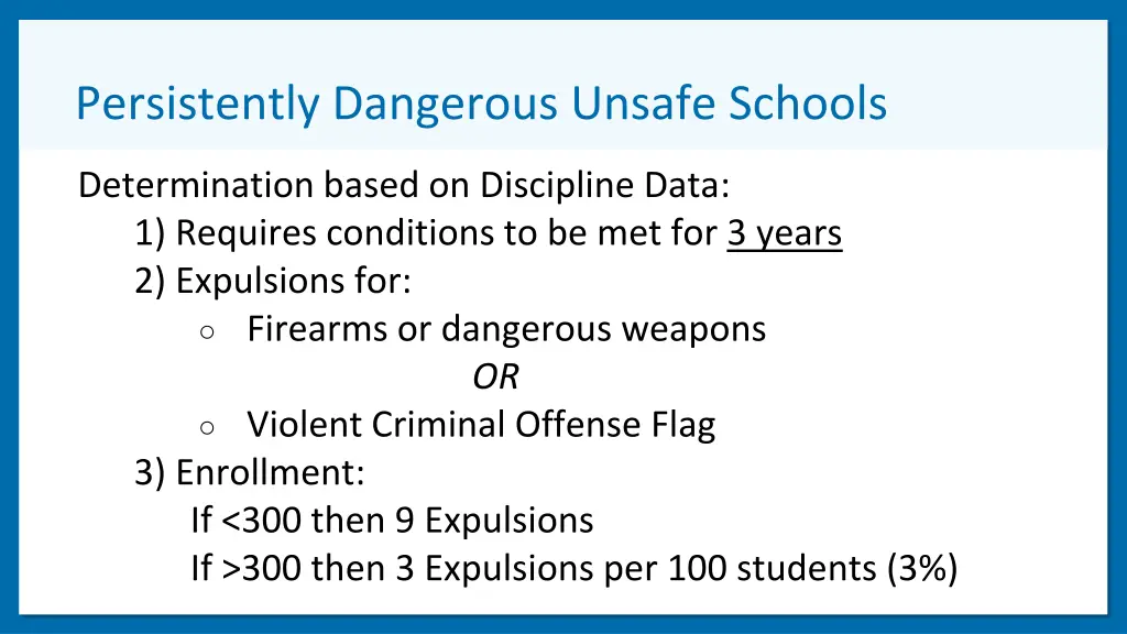 persistently dangerous unsafe schools