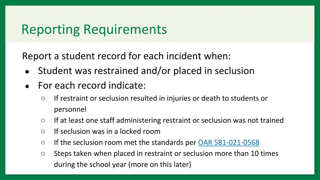 reporting requirements