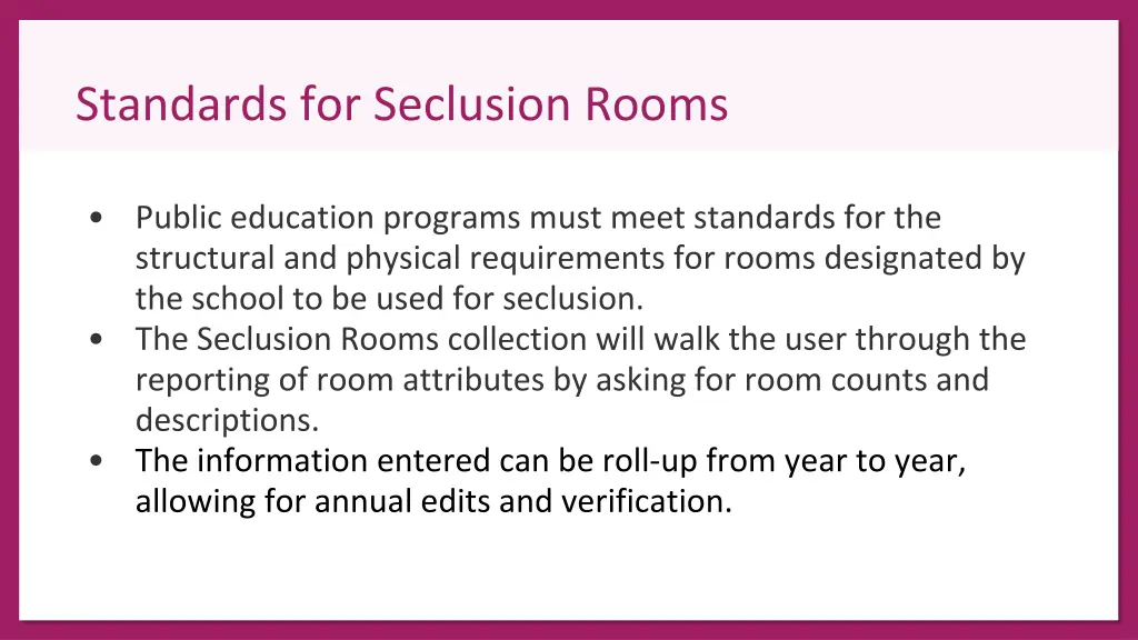 standards for seclusion rooms
