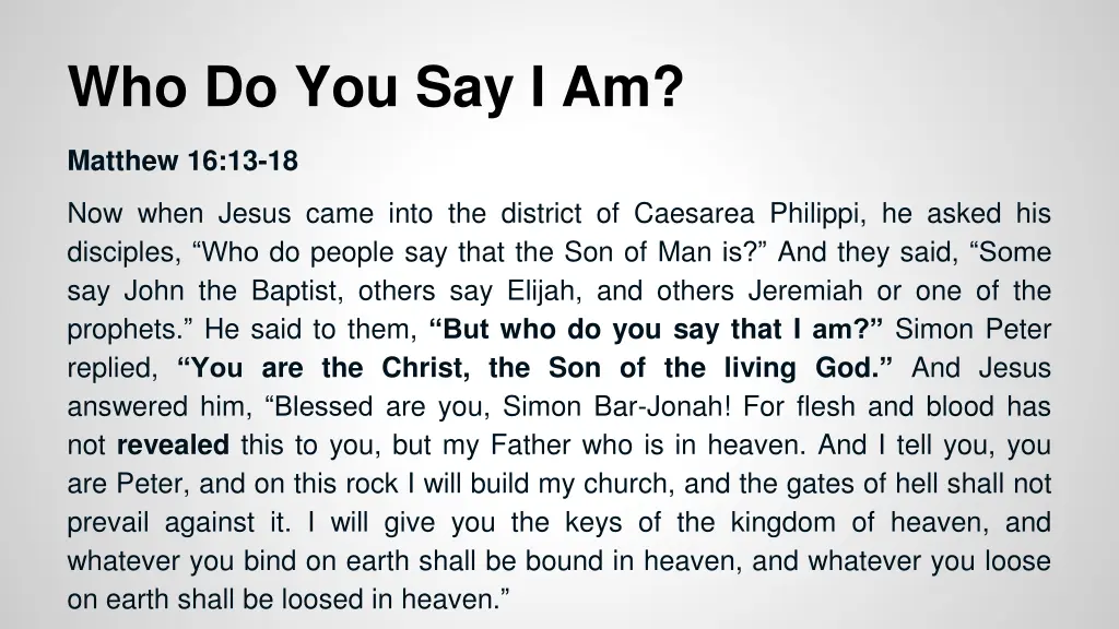who do you say i am
