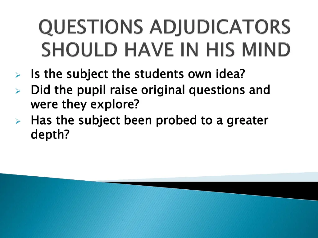 is the subject the students own idea