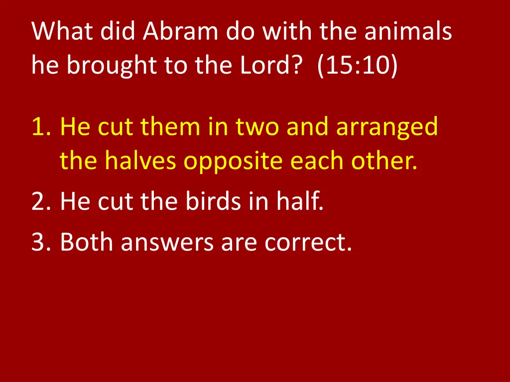 what did abram do with the animals he brought 1