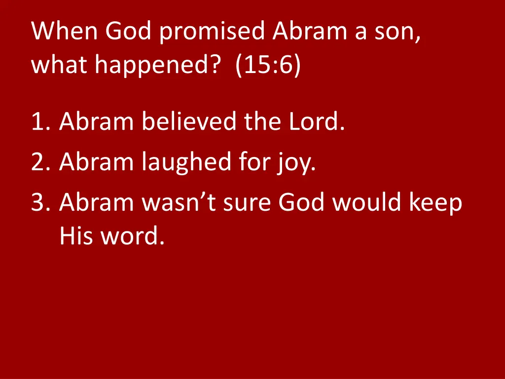 when god promised abram a son what happened 15 6